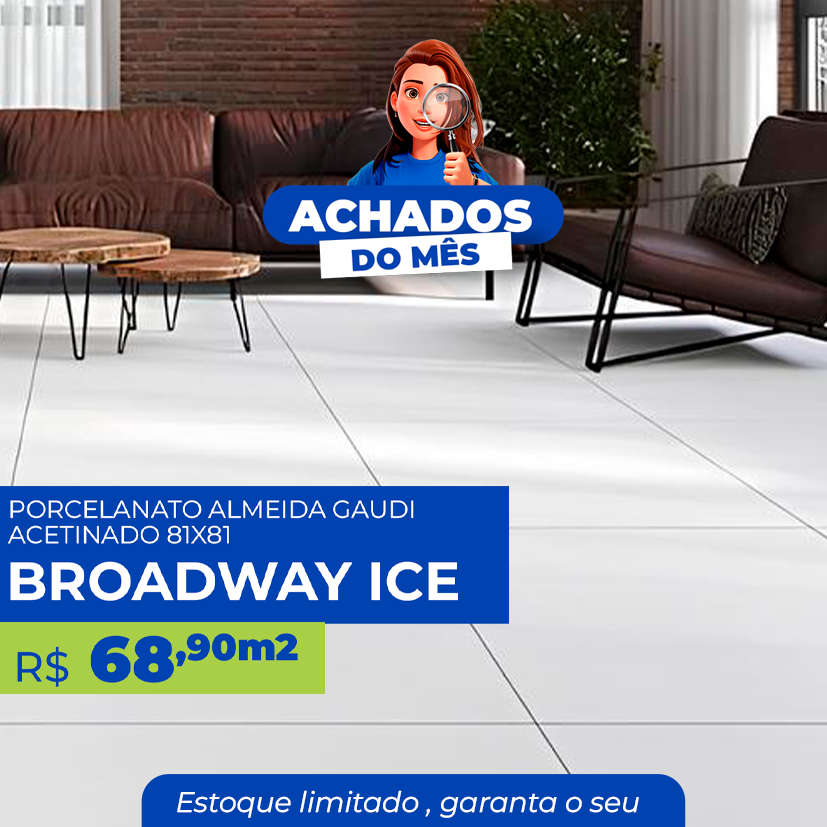 PORCELANATO ALMEIDA GAUDI ACETINADO 81X81 - BROADWAY ICE