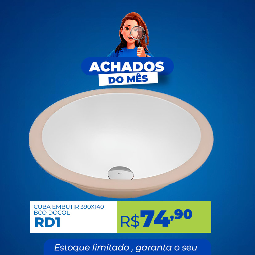 CUBA RD1 REDONDA DE EMBUTIR 390x140 PARA LAVÁTORIO STANDARD BRANCO