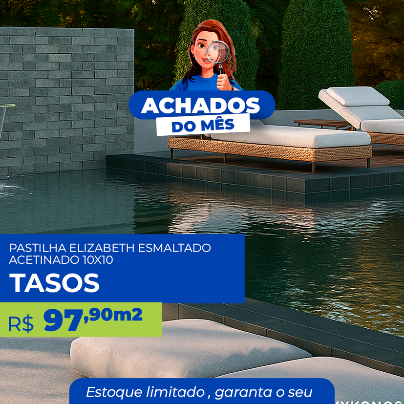 PASTILHA ELIZABETH ESMALTADO ACETINADO 10X10 - TASOS 