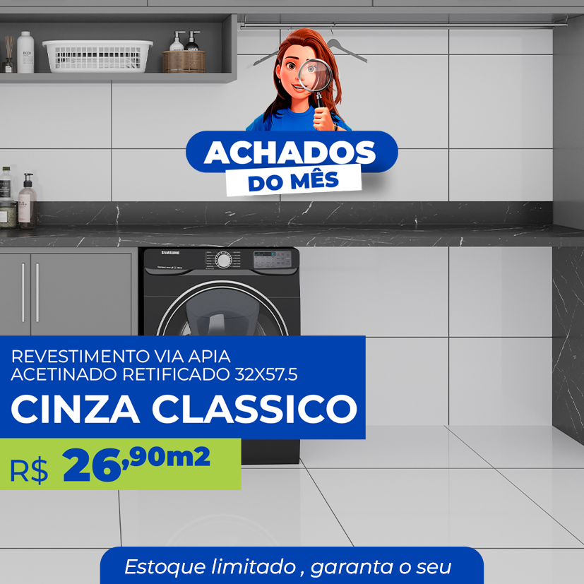 REVESTIMENTO VIA APIA ACETINADO RETIFICADO 32X57,5 - CINZA  CLASSICO