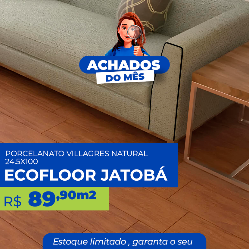 PORCELANATO VILLAGRES NATURAL 24,5X100 - ECOFLOOR JATOBÁ