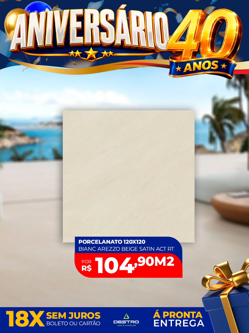 Porcelanato Biancogres Arezzo Beige Satiny 120x120