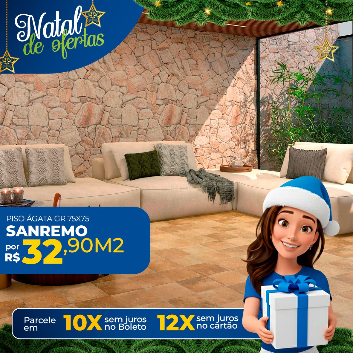 Piso Ágata Sanremo 75x75 Granilhado