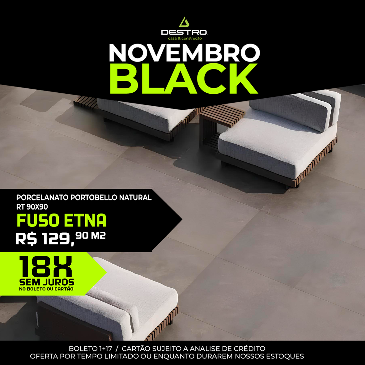 Porcelanato Portobello Fuso Etna Natural Retificado 90x90