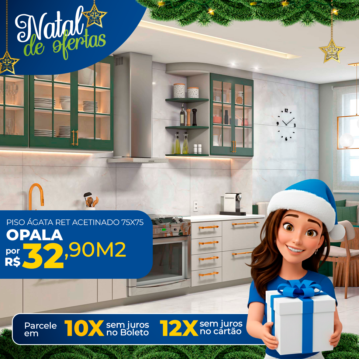 Piso Ágata Opala Retificado 75x75