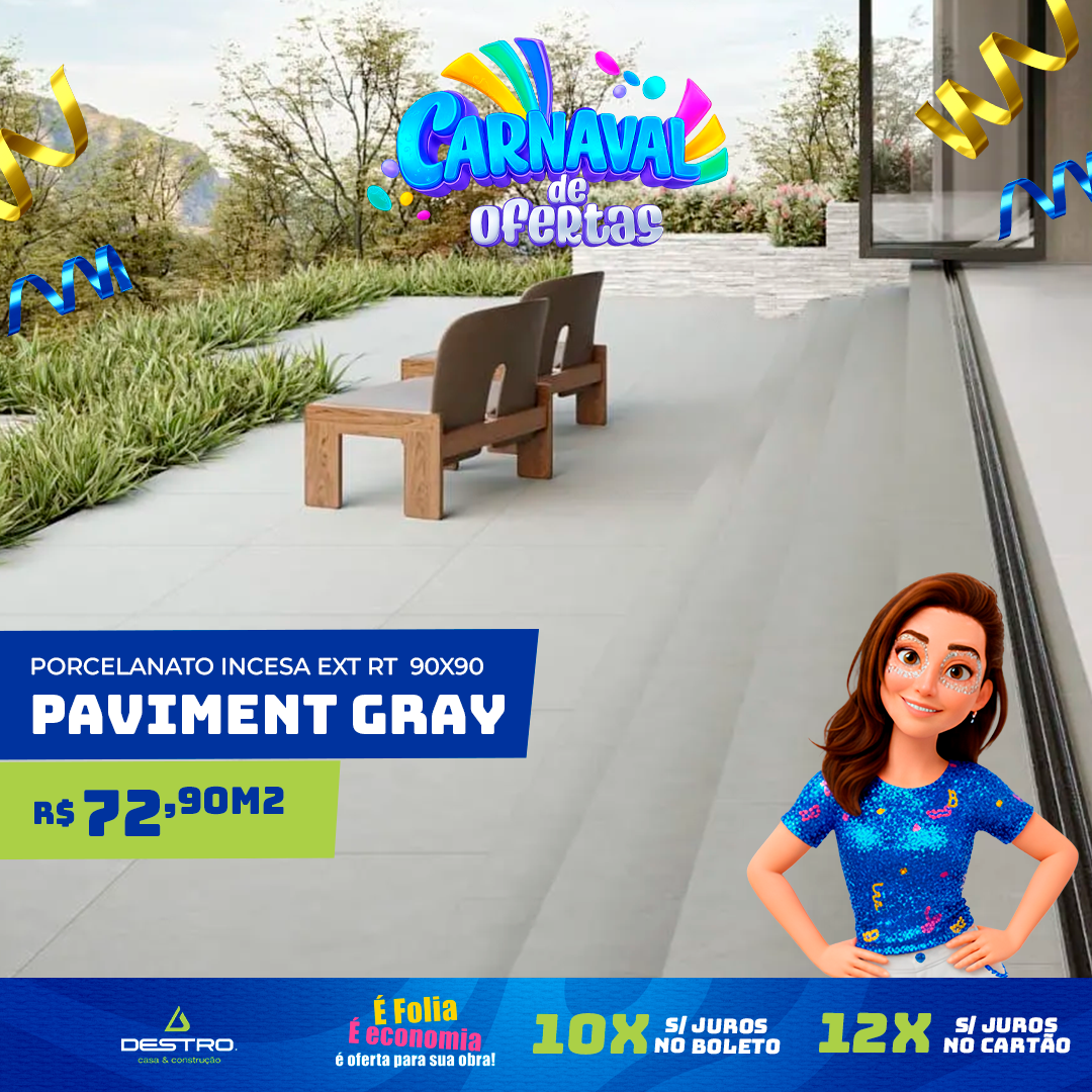 Porcelanato Incesa Paviment Gray Externo 90x90