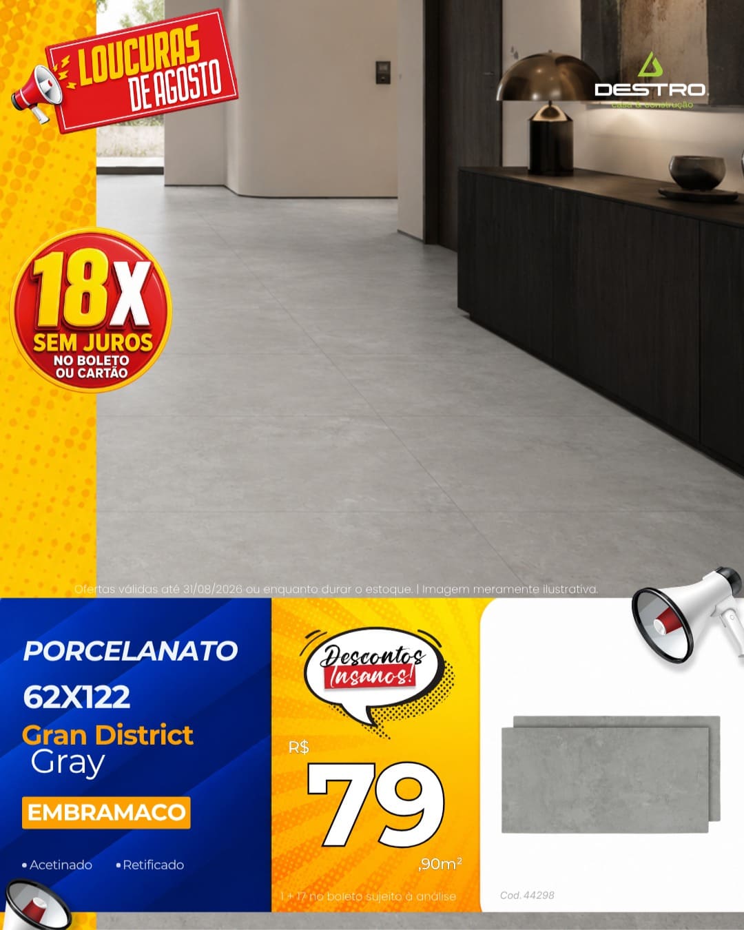 Porcelanato Embramaco Gran District Gray 62X122