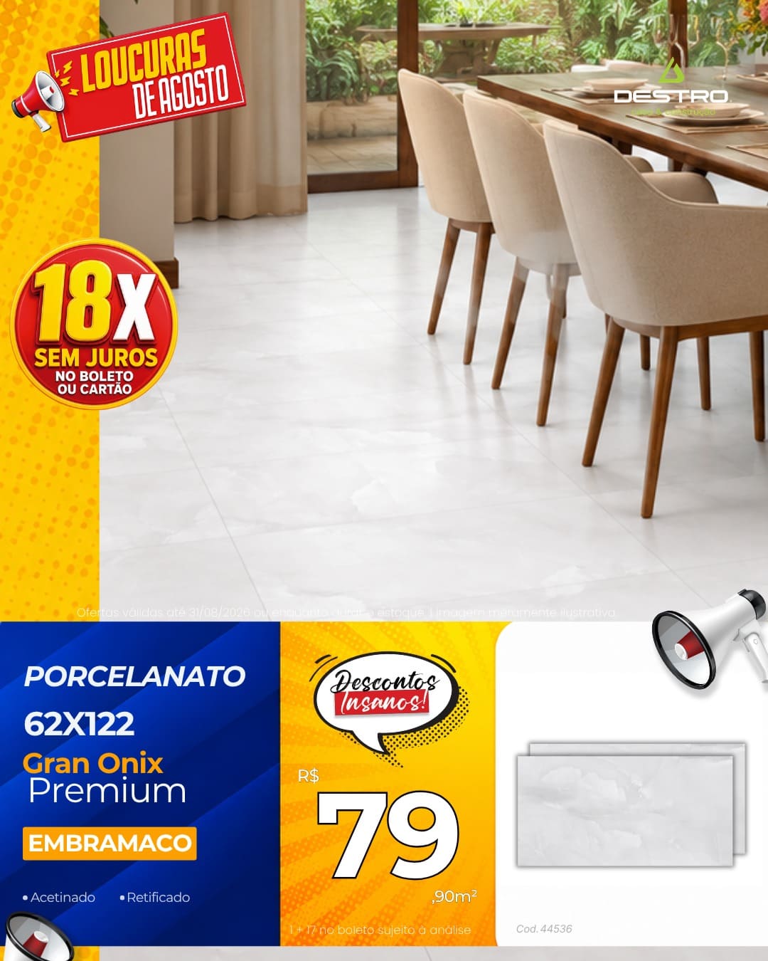 Porcelanato Embramaco Gran Onix Premium 62X122