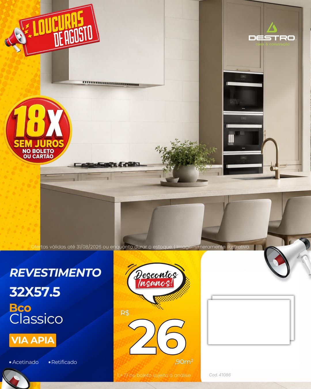 Revestimento Via Apia Bco Classico 32X57.5