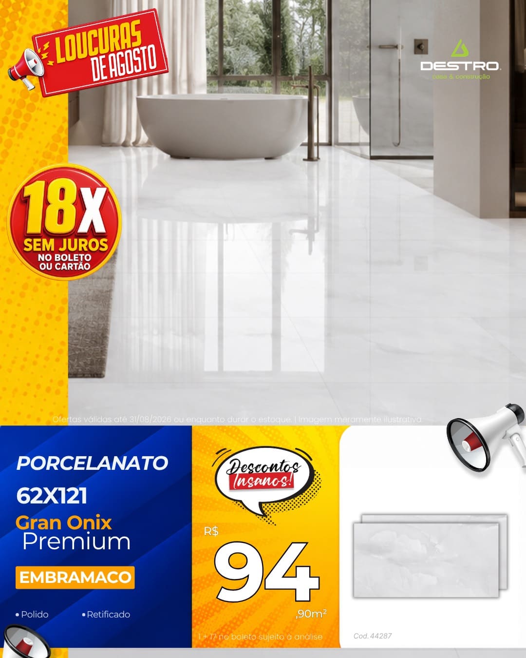 Porcelanato Embramaco Gran Onix Premium 62X121